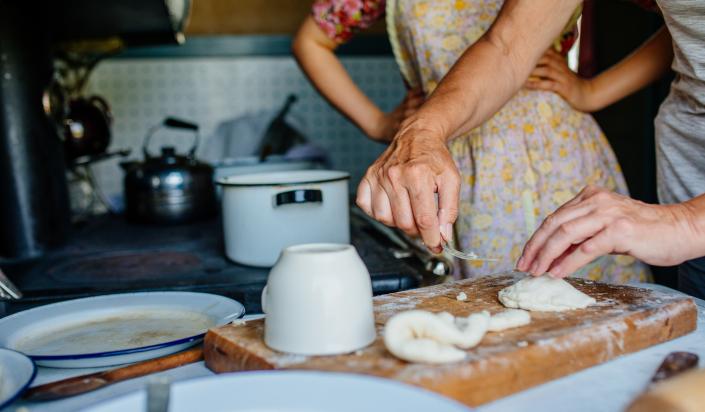 two women preparing food